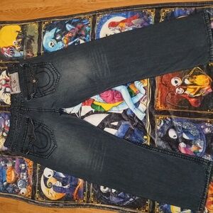 True Religion Ricky Flap Straight Leg Jeans- Made in USA - Y2K Vintage - Size 38